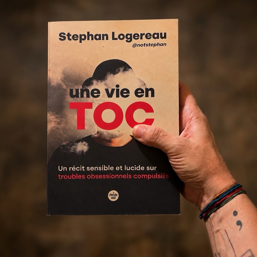 Livre Une vie en TOC tenu dans une main