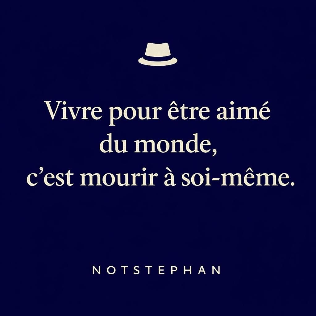 Vivre pour être aimé du monde, c’est mourir à soi-même.