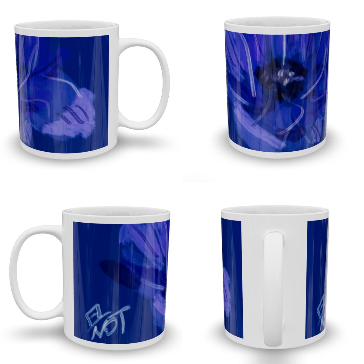 Mug NOTSTEPHAN Bleu — quatre vues du même motif
